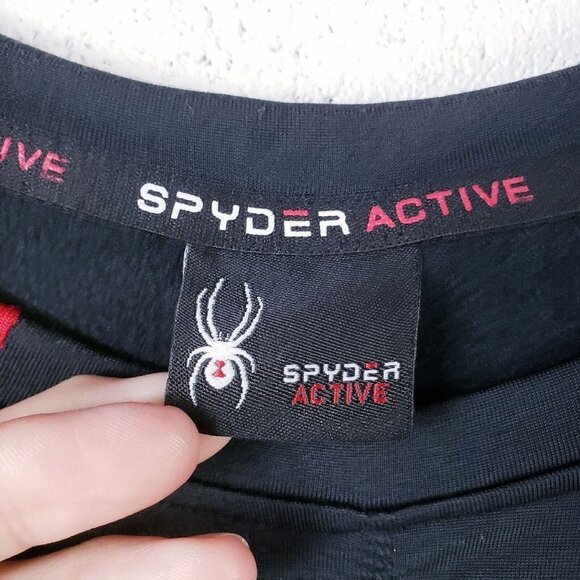 Spyder Active Pro Web Athletic Fit Shirt Mens Large Crew Neck Long Sleeve Black - Picture 6 of 6
